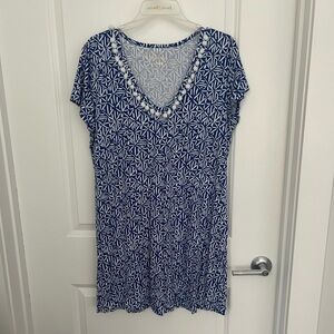 Lilly Pulitzer Blue and White Cotton Dress Size L